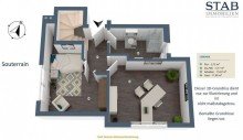 Grundriss Souterrain Vielseitige Maisonettwohnung mit 5 Zimmern, 2 Terrassen, 2 Parkpl�tzen sowie 2 Gartenfl�chen