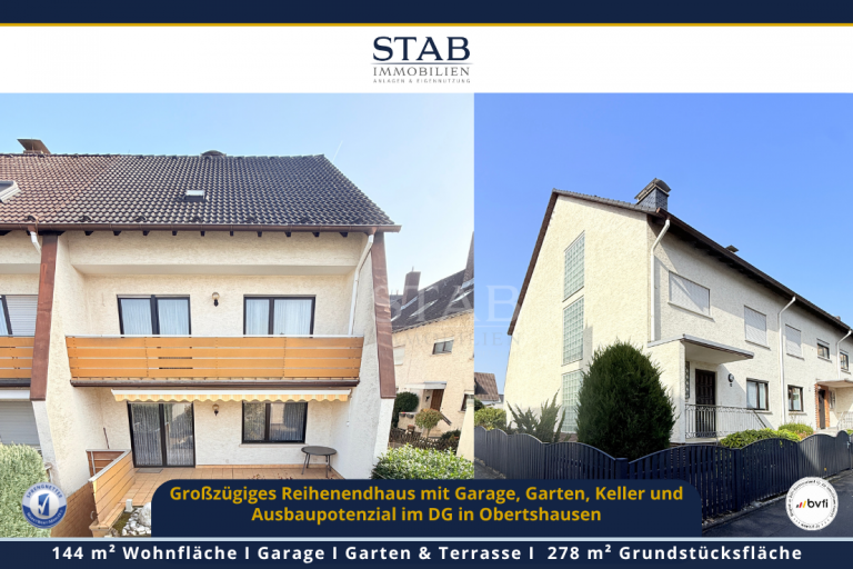 Reihenendhaus Obertshausen Haus Gro�z�giges Reihenendhaus mit Garage, Garten und vielseitig nutzbarem Hobbyraum in Obertshausen