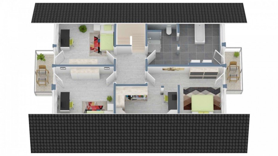 Dachgeschoss_3D_Grundriss Einfamilienhaus Niedererbach