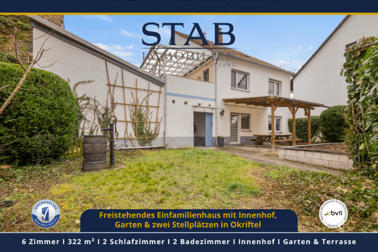 Freistehendes Einfamilienhaus mit Innenhof, Garten & zwei Stellpl�tzen in Okriftel Okriftel Haus Freistehendes Einfamilienhaus mit gro�z�gigem Innenhof und zwei Stellpl�tzen in Okriftel