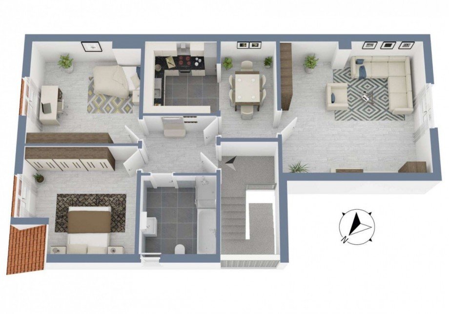 3D Grundriss Dachgeschosswohnung Hattersheim