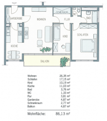  3-Zimmer-Eigentumswohnung in Frankfurt am Main -  gro�er Balkon und zwei Tiefgaragenstellpl�tzen