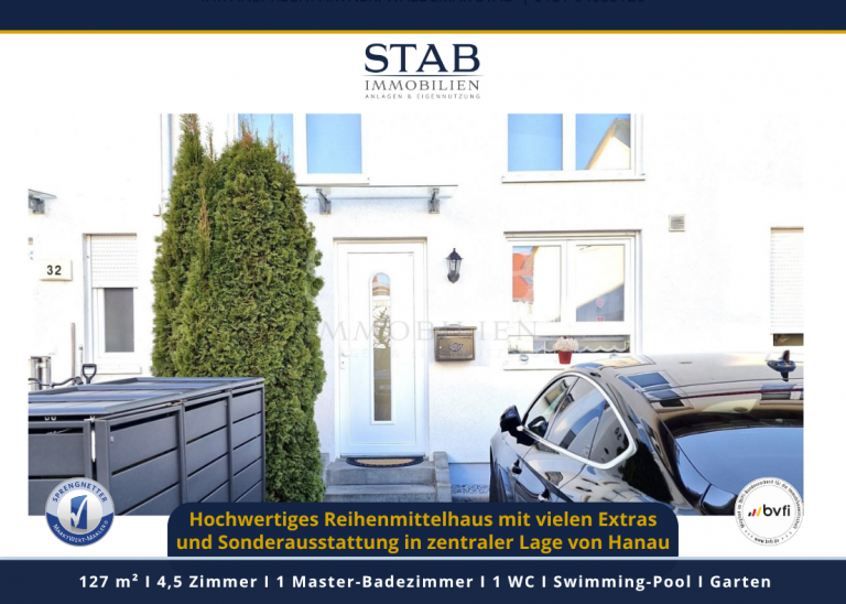 Hochwertiges Reihenmittelhaus mit vielen Extras und Sonderausstattung in zentraler Lage von Hanau Hanau Reihenmittelhaus Hochwertiges Reihenmittelhaus mit vielen Extras und Sonderausstattung in zentraler Lage von Hanau