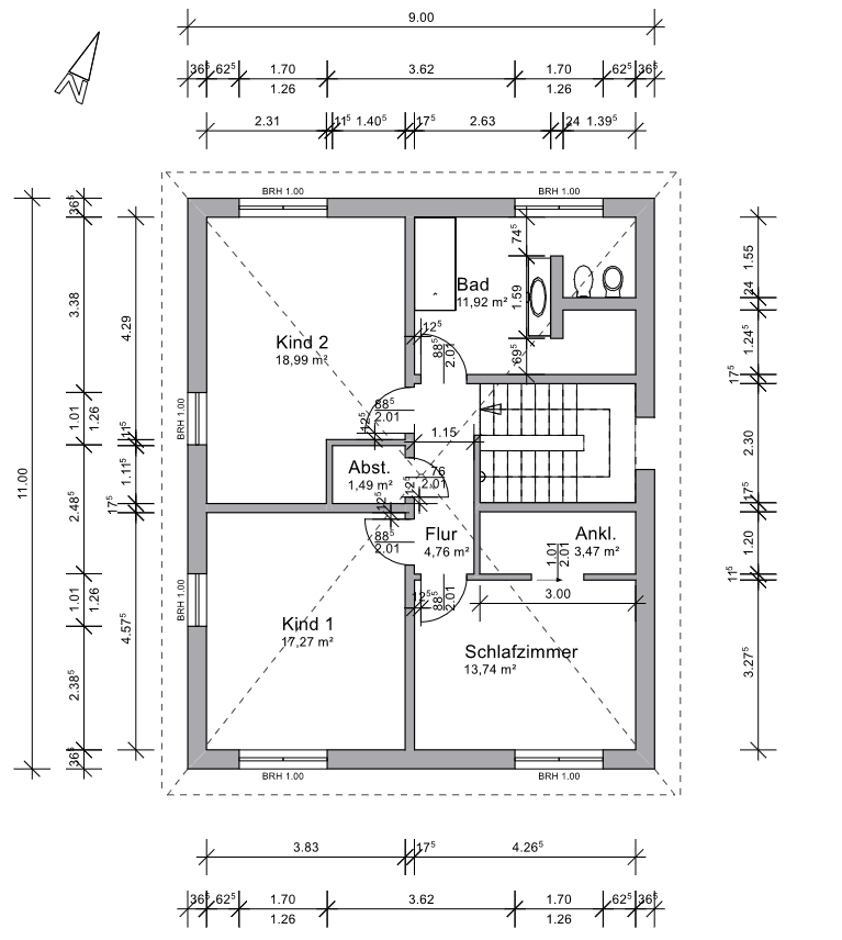 Grundriss_OG_F�hrweg_4 Einfamilienhaus Mainhausen