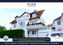 Maisonettwohnung mit 5 Zimmern, zwei Terrassen und zwei Parkpl�tzen in Hattersheim Vielseitige Maisonettwohnung mit 5 Zimmern, 2 Terrassen, 2 Parkpl�tzen sowie 2 Gartenfl�chen