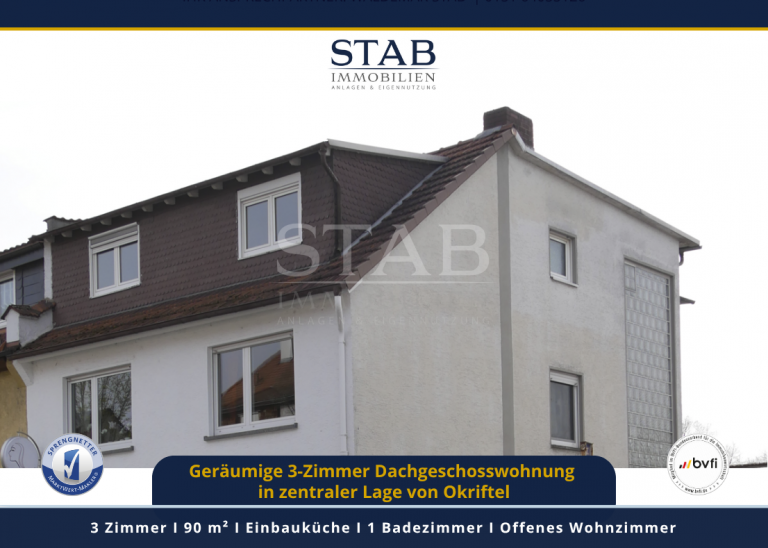 Ger�umige 3-Zimmer Dachgeschosswohnung Hattersheim Dachgeschosswohnung Ger�umige Dachgeschosswohunung in zentraler Lage von Okriftel