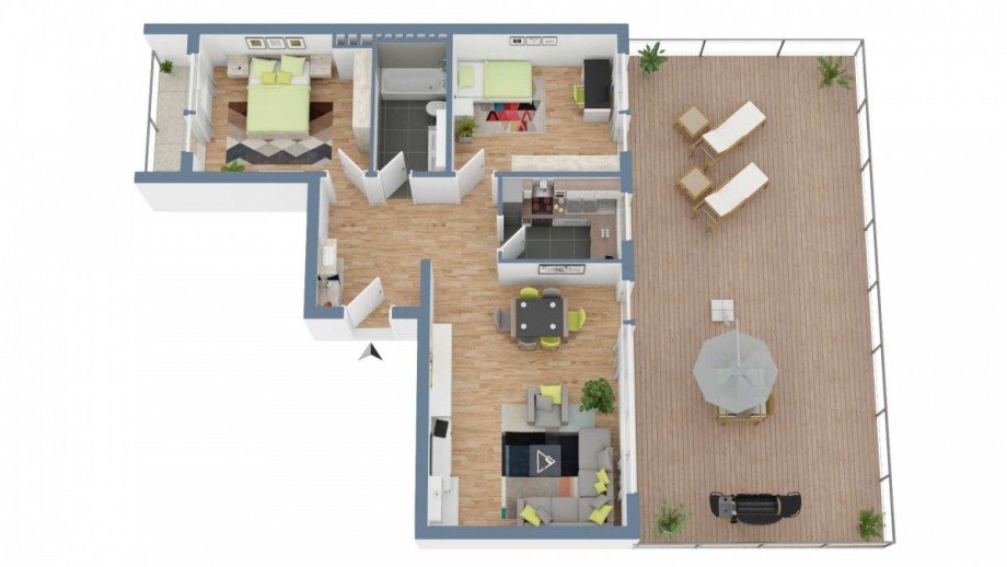 3D-Grundriss Terrassenwohnung Okriftel