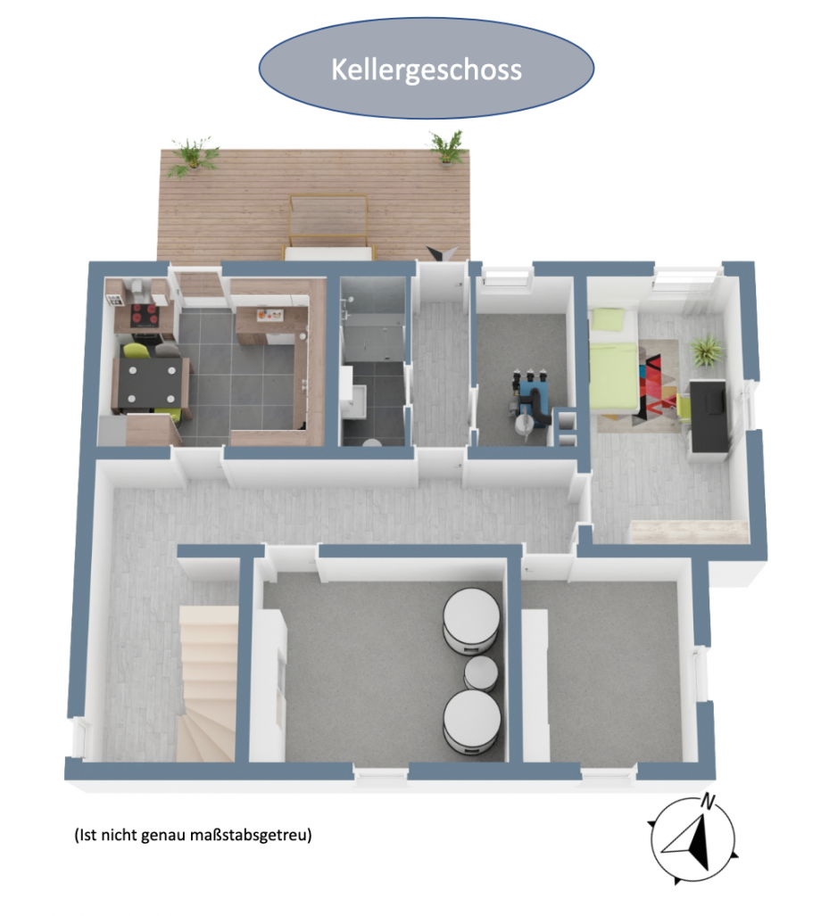 3D Grundriss Kellergeschoss Einfamilienhaus Waldsolms