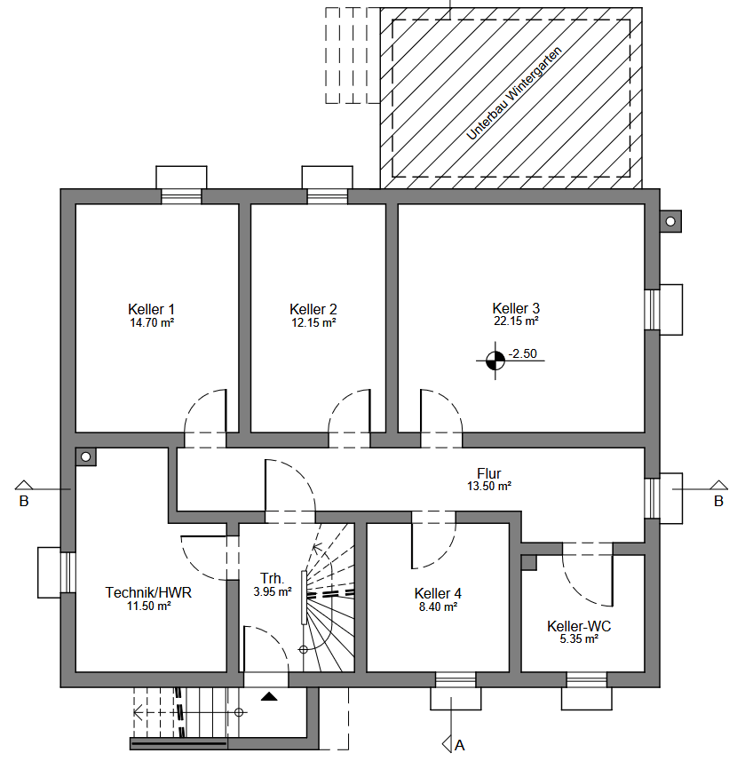 Grundriss Kellergeschoss Haus Hattersheim am Main