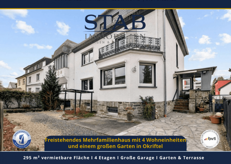 Freistehendes Mehrfamilienhaus mit 4 Wohneinheiten und einem gro�en Garten in Okriftel Hattersheim am Main Mehrfamilienhaus Mehrfamilienhaus - Perfekt f�r Mehrgenerationen oder Gro�familien in Okriftel
