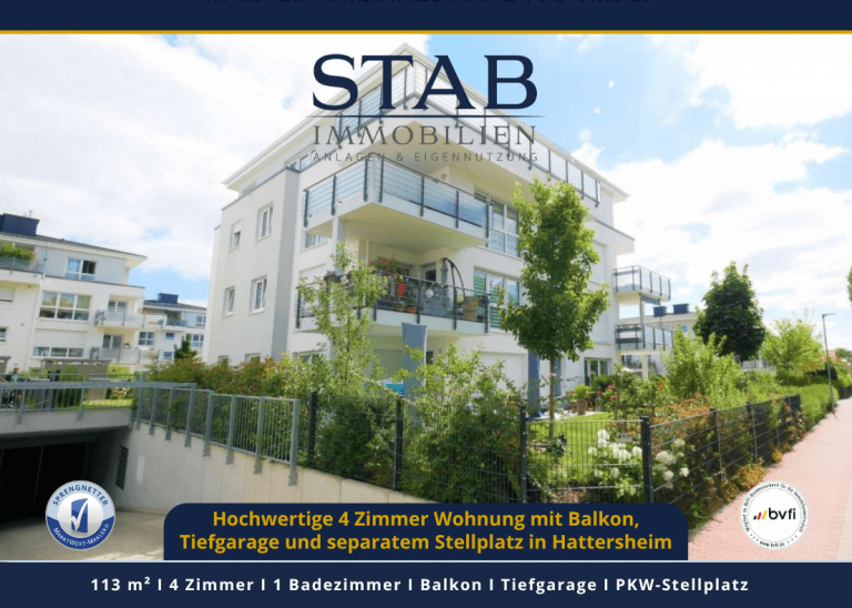 Hochwertige 4 Zimmer Wohnung mit Balkon, Tiefgarage und separatem Stellplatz in Hattersheim Hattersheim am Main Etagenwohnung Hochwertige 4 Zimmer Wohnung mit Balkon, Tiefgarage und separatem Stellplatz in Hattersheim