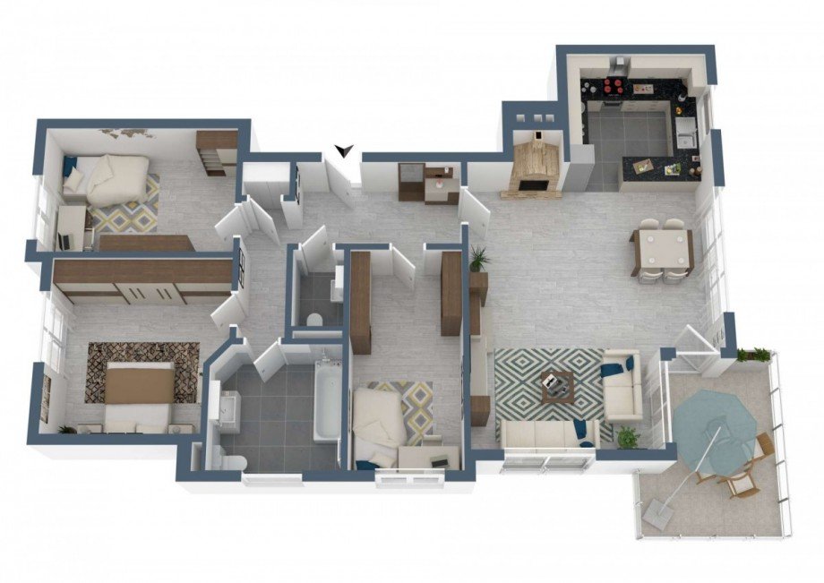 3D-Grundriss Etagenwohnung Hattersheim am Main