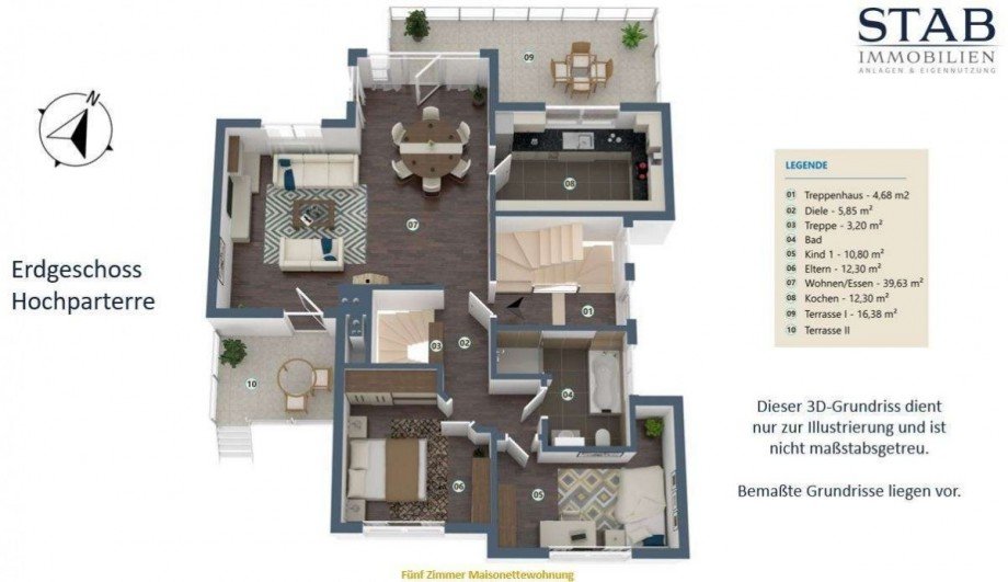 Grundriss Hochparterre Maisonettewohnung Okriftel