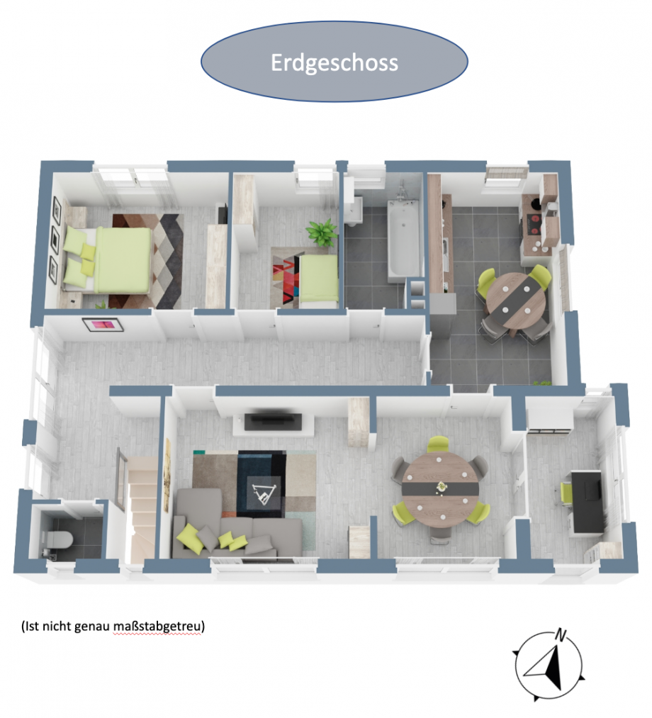 3D Grundriss Erdgeschoss Einfamilienhaus Waldsolms