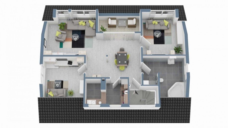 3D-Grundriss Dachgeschosswohnung Okriftel